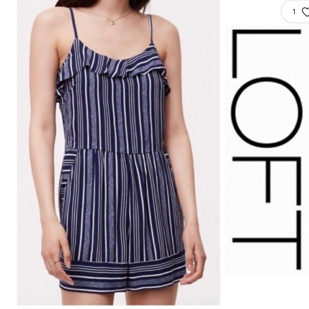 Loft navy striped romper